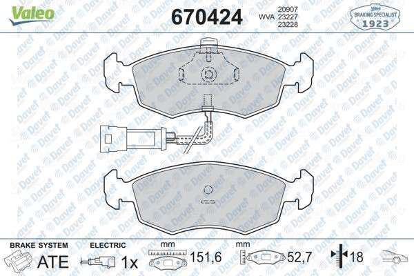 VALEO 670424 On Fren Balatasi  Fiat Palio Weekend 96>01/Albea 01>/Siena 99>/Doblo 00>